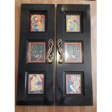 Customized Wooden Door with Peacock Paintings
